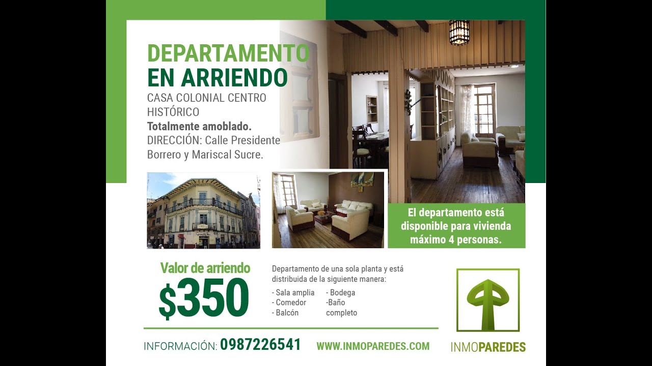 Rento Departamento En Casa Colonial Centro Historico De Cuenca 350 Youtube