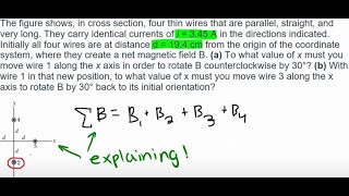 The figure shows, in cross section, four thin wires that are... |  Physics Electricity & Magnetism