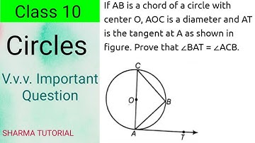 If AB is a chord of a circle with center O, AOC is a diameter and AT is the  |@SharmaTutorial