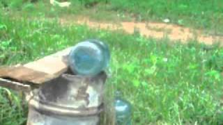 my brothers new potato gun - slow-motion on water jug