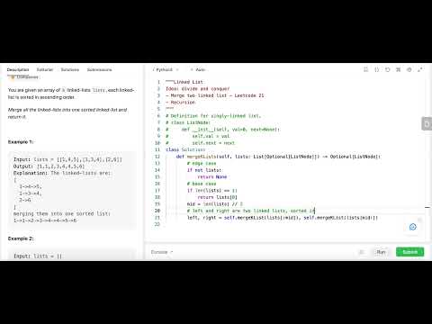Merge K Sorted List - Leetcode 23 - Linked List - Python - YouTube