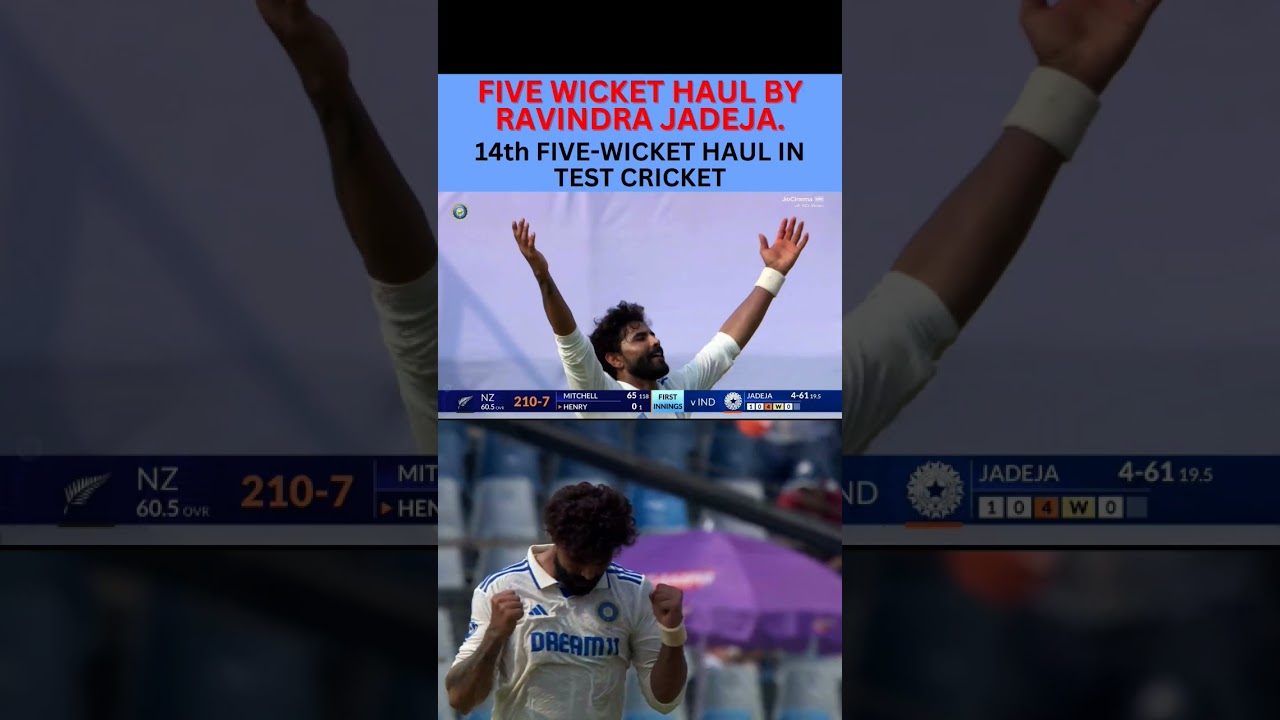 "Ravindra Jadeja's 14th Five-Wicket Haul in Test Cricket | Dominates New Zealand Batting Line-up!"