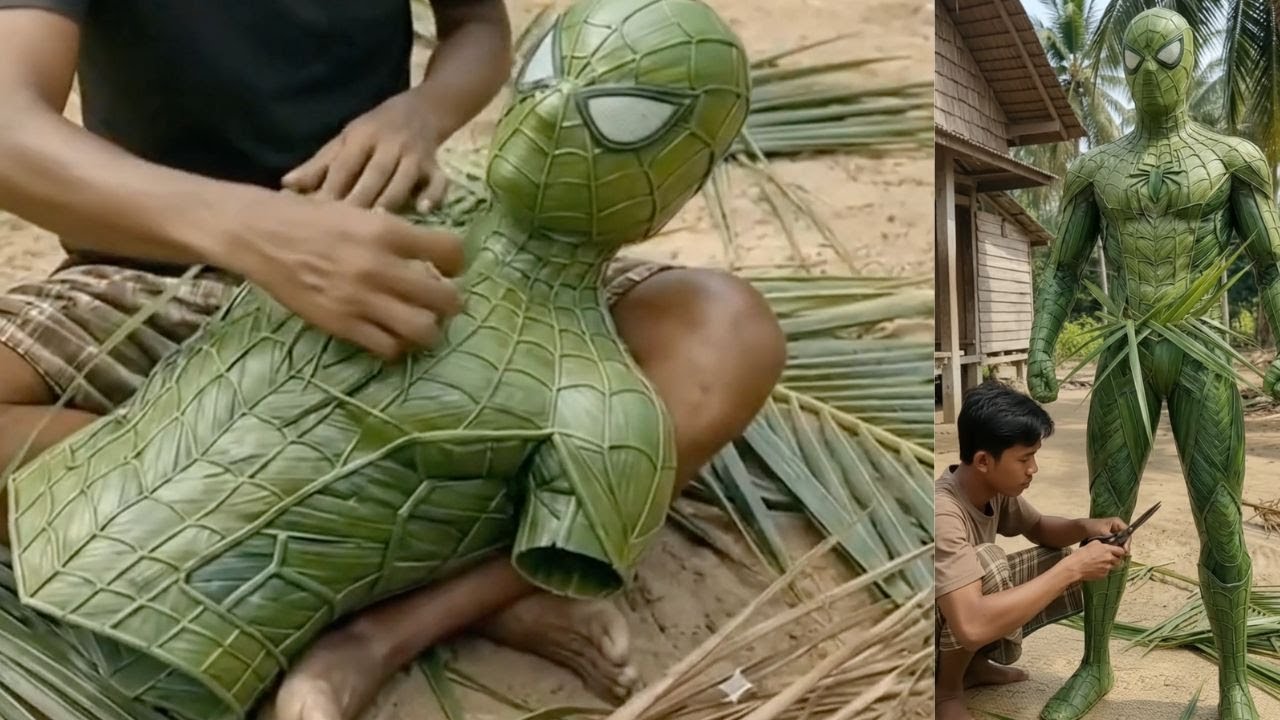 I Built a Real Spider-Man Suit from ONLY Palm Leaves!