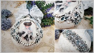 🌹Bauble, medallion with a lady 🌹 vintage 🌹 Decoupage DIY #itdcollection