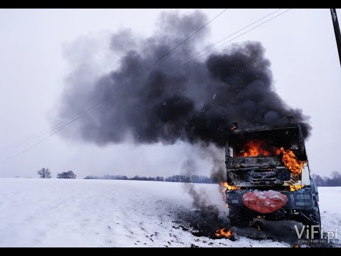 Pożar samochodu ciężarowego  w Górkach Wielkich