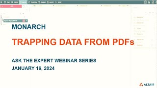 Trapping Data from PDFs in Altair Monarch | Ask The Expert Monarch Webinar Series