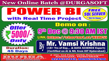 POWER BI Online Training @ DURGASOFT