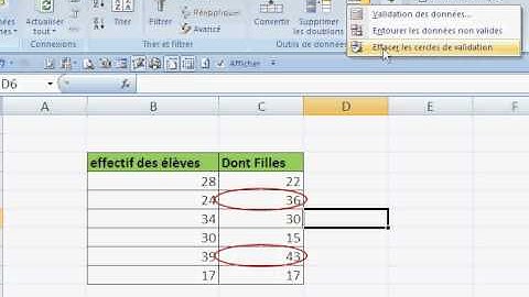 excel 2007 validation des données et comment entourer les données non valides