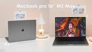 MacBook Pro M2 Max 16 unboxing setup 🍎customisation✨| cute accessories | Casetify | AirPods Max |