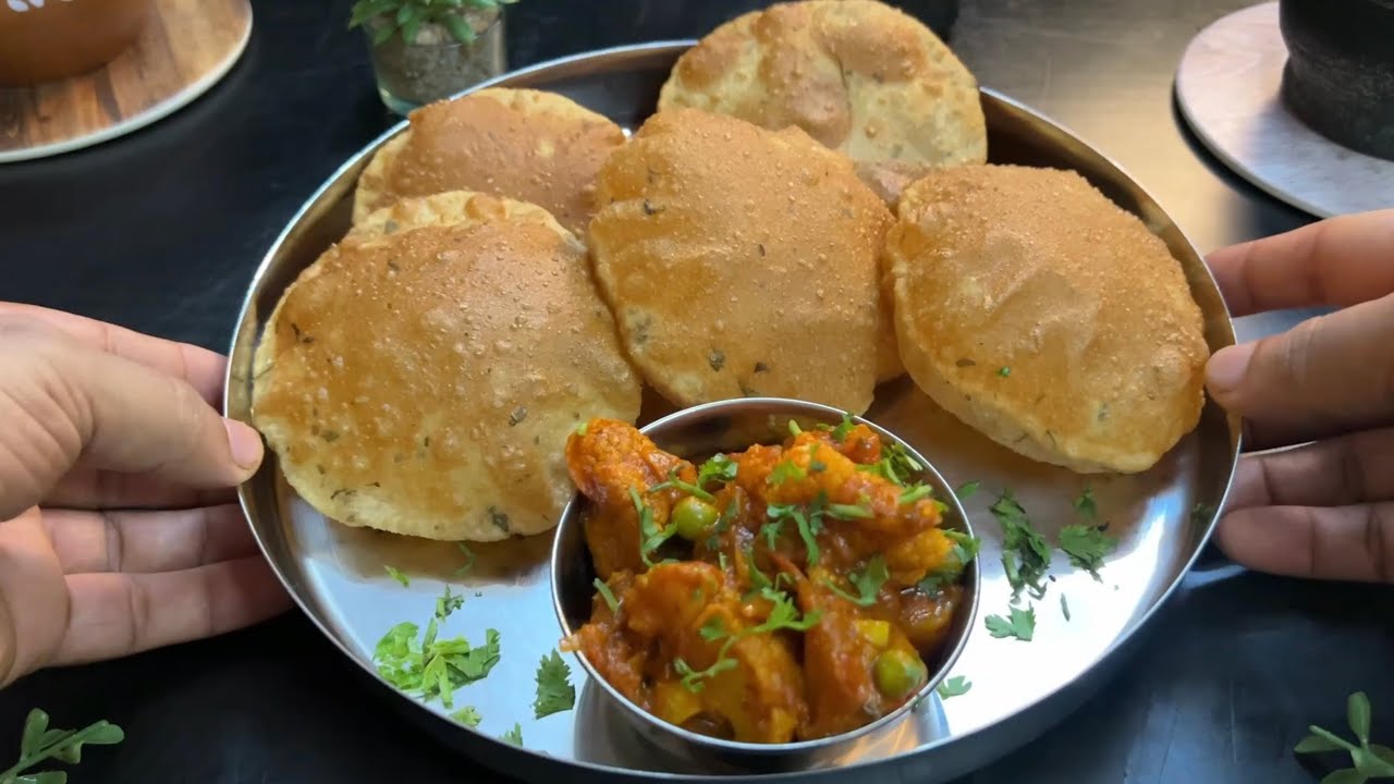 Aloo Gobi Ki Sabji 🥔🌱 aur Puri | Aloo Gobi Sabji Recipe | Dinner Ideas | Lunch Ideas 