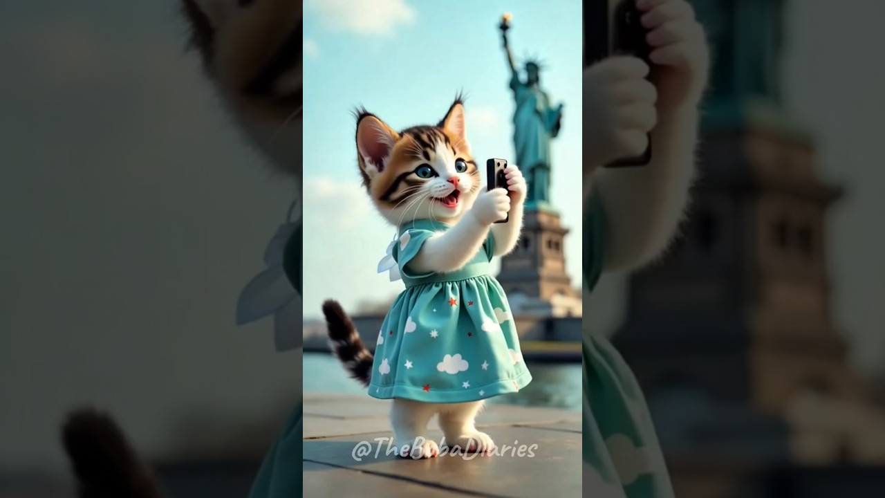 Tiny Cat Takes Selfies at the Statue of Liberty — Cutest Tourist Ever?