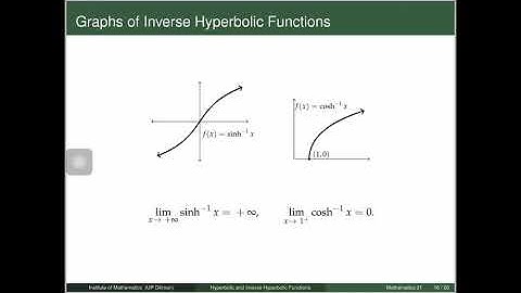 [Math 21] Lec 1.7 Hyperbolic and Inverse Hyperbolic Functions (Part 5 of 6)