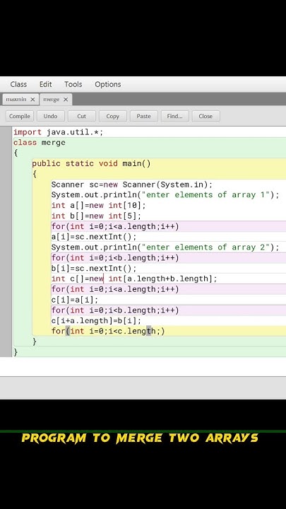 JAVA PROGRAM TO MERGE TWO ARRAY BLUE J 🫸🫷 - YouTube