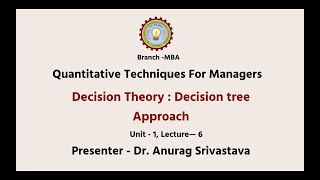 Quantitative Techniques for Managers| Decision Tree | AKTU Digital Education