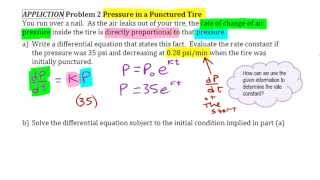 Punctured Tire Problem - Applying Differential Equations to Exponential Decay • [7.4b-2] AP CALCULUS Lab07 2 Exponential Curve Ode