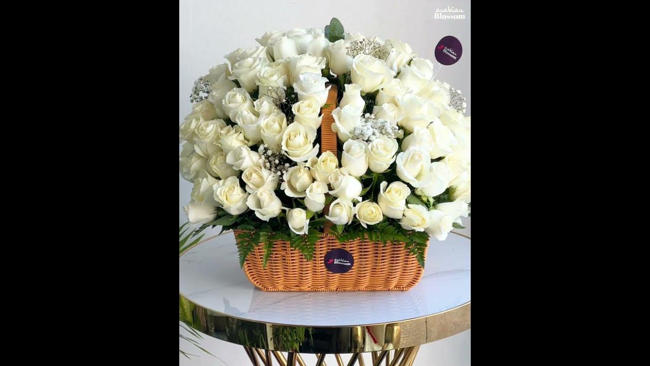 Basket of White Roses
