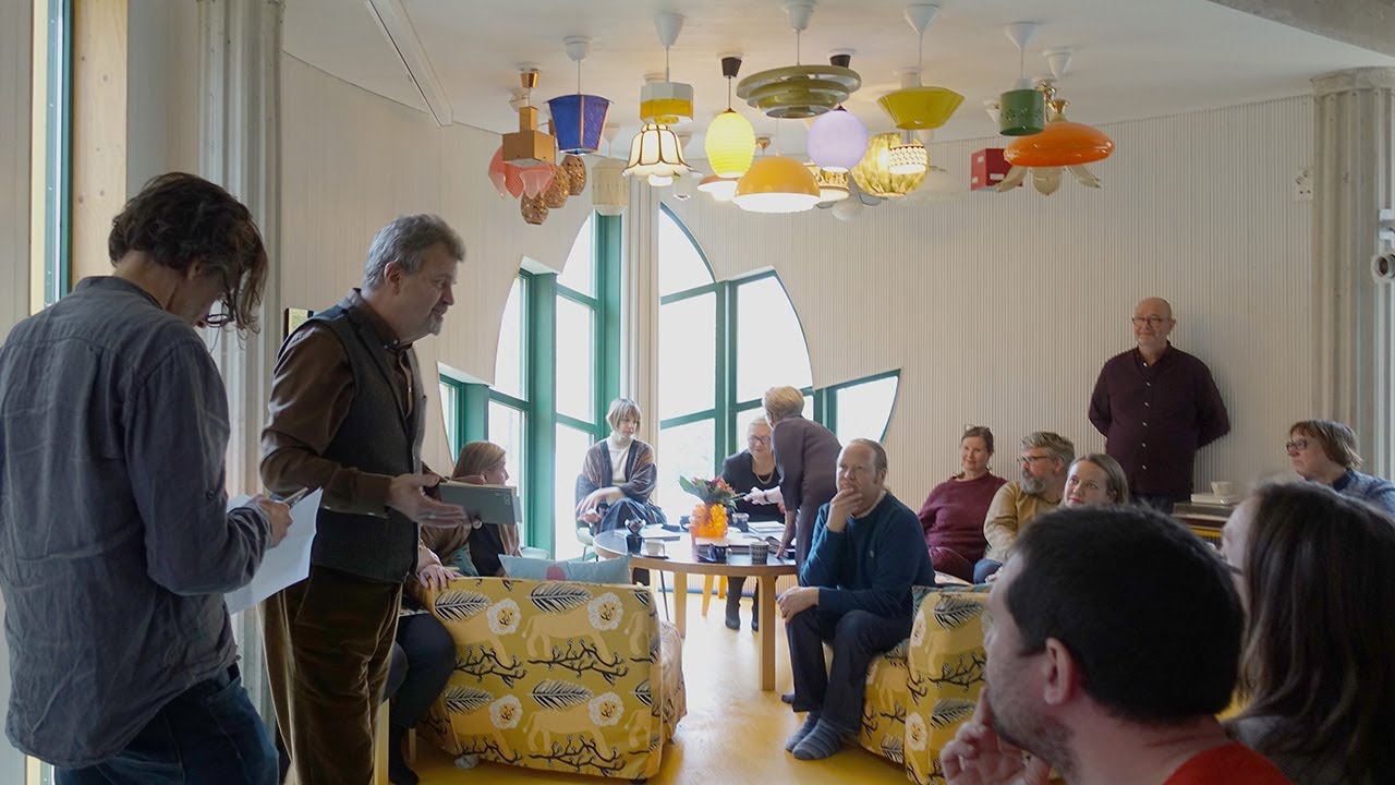 Robert Powell reading from the AURA book in the Life on a Leaf house