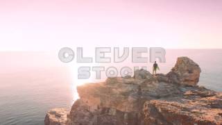 Aerial Handsome Young Man Surfer Surf Board Standing On Edge Cliff Sea Ocean Wav