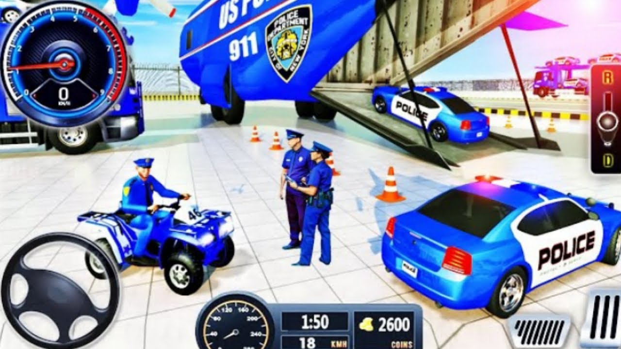 US Police Vehicles Cargo Truck Driving - Police Car Transporter Simulator - Android GamePlay