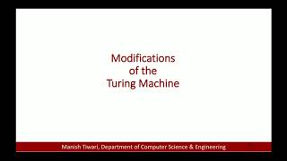 Modifications of Standard Turing Machines | Variations of Turing Machine