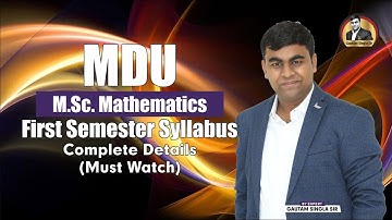🔥🔥MDU M.Sc. Mathematics First Semester Complete Details 2023-24 and Online Coaching