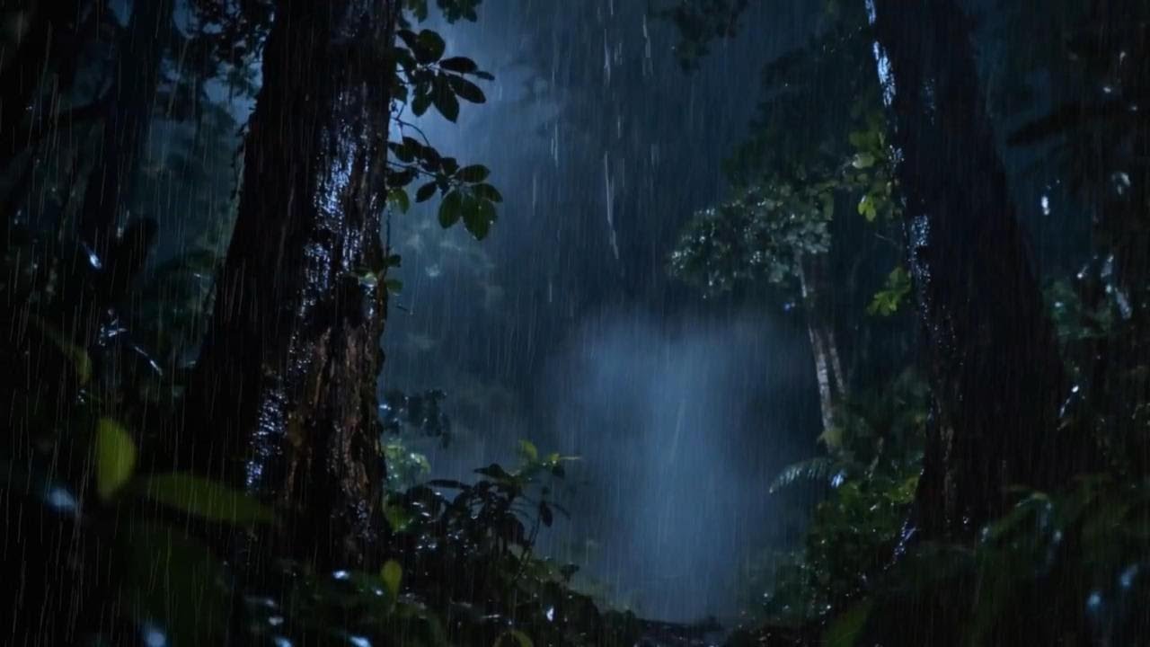 Rain Sound in Forest ⛈️ Heavy Rain for 3-Minute Sleep | Soothing Night Rain Ambience