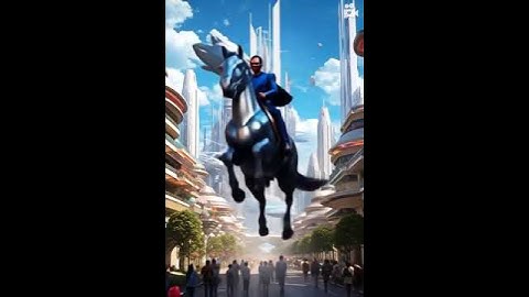 Flying Horse Robot in amazing Modern City...