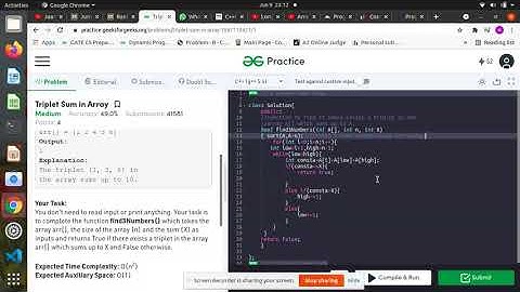 Triplet Sum in Array |Problem of the day|June 9 2021|GFG Practise