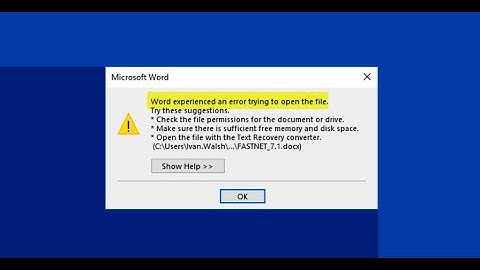 How to Fix Word experienced an error trying to open the file. Try these suggestions