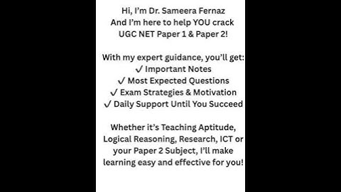 Crack UGC NET Paper 1 & 2 with Dr. Sameera Fernaz | Important Notes & Strategy for Success