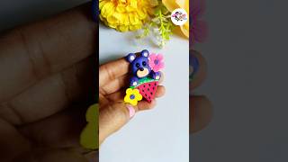 Summer watermelon teddy keychain art using clay tutorial ||  #ytshorts #youtubeshorts #craft #art