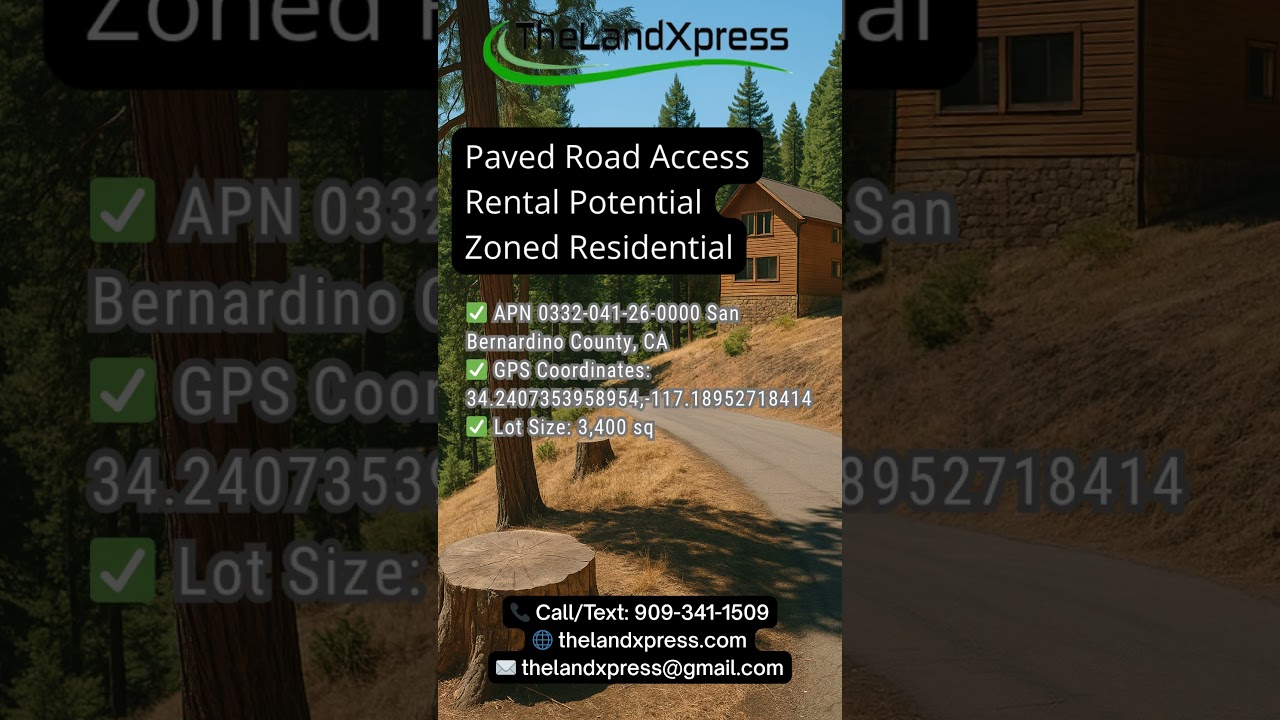 Mountain Lot, Near Lake Arrowhead, Paved Rd, Electricity, Water, Sewer