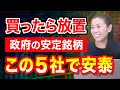【買ったら放置】政府の安定銘柄 この５社で安泰