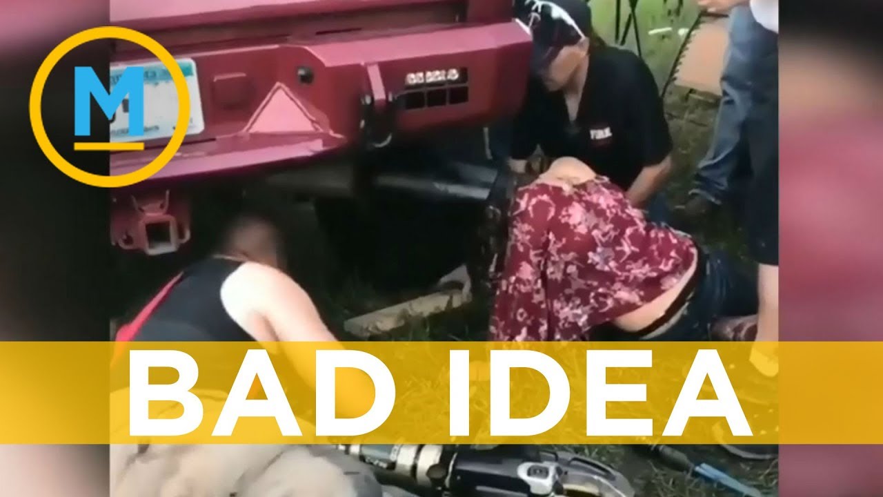 Woman gets head stuck in tailpipe at music festival | Your Morning - YouTube