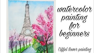 Watercolor Eiffel Tower painting for beginners  | easy watercolor painting for beginners