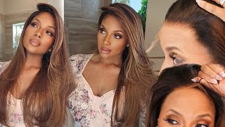 SKILL-FREE! ZERO-STRESS GLUELESS WIG FOR BEGINNERS |PRE-COLORED BROWN WIG WITH HIGHLIGHTS| HAIRVIVI