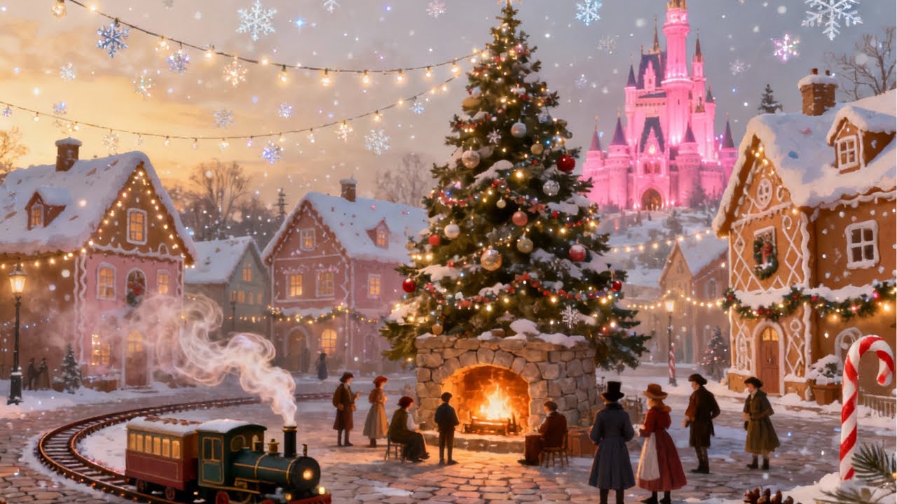 Inside a Cozy Victorian Christmas Village 🎄 Jazz Music, Fireplace & Winter Ambience
