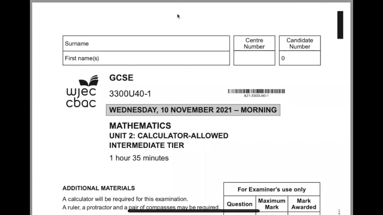 WJEC Intermediate Unit 2 Calculator Nov 2021 gcsemaths wjec wjec-intermediate-unit-2-calculator-nov-2021-gcsemaths-wjec