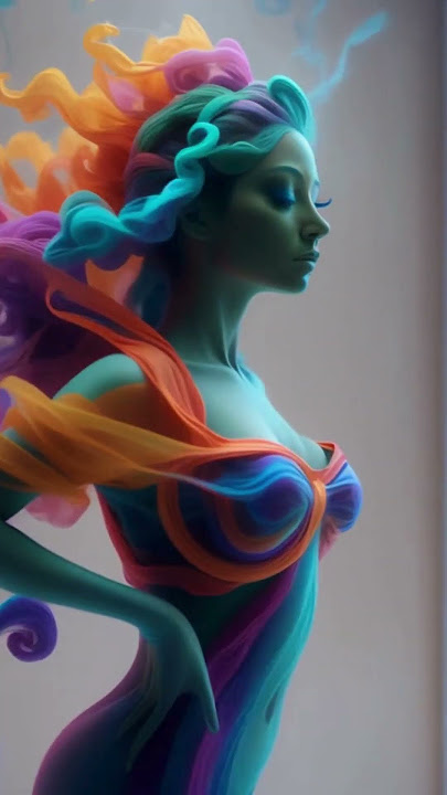 Serene Woman in Swirling Colorful Smoke: 3D Hyper-Realistic Visuals  #kaiber #kaiberai