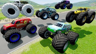Bigfoot and Big Wheels Monster Truck Freestyle BeamNG High Speed Jumps