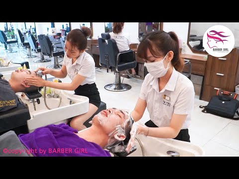 Vietnam barber shop pretty girls, Facial Massage Very Relaxing and Wonderful