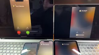 iPhone 15 PM & iPad Mini 6 Screen Mirroring to 2 MacBook Pros Incoming Call + Calls on Other Devices