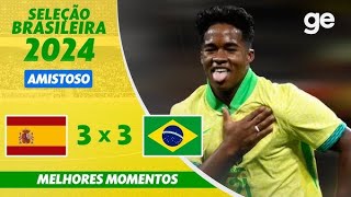 Espanha 3x3 Brasil melhores momentos Amistoso internacional