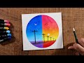 Easy Two in One Electric Poles / Drawing with Oil Pastels / Step by Step for Beginners