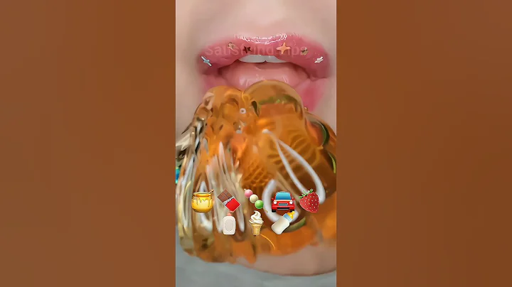 [ASMR] eating by emoji 🍯🚘 credits:‎‎@SatisfyingLips || #eatingsounds #asmremoji #fyp