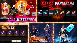 LOJA MISTERIOSA DE NATAL E ÍTENS, TORRE DE TOKENS, DIMA ROYALE, SKINS DE VOLTA E MAIS - FREE FIRE