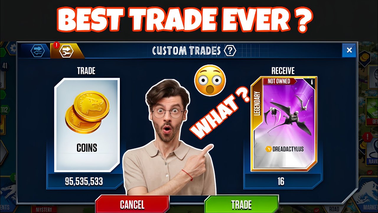 BEST TRADE EVER?! 95M Coins for Legendary Dreadactylus | Jurassic World The Game Custom Trade.