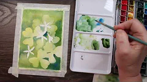How to Paint Shamrocks with watercolor using negative painting
