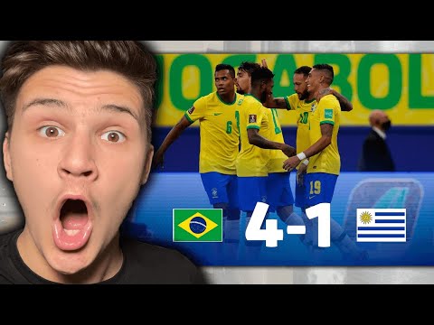 BRAZIL FOOTBALL IS INSANE🔥 – Brazil 4 – 1 Uruguay – Eliminatorias  |🇬🇧 Gringo Britânico Reagindo