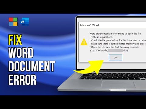 Solution 'Word Experienced an Error Trying to Open the File' When Opening a Word Document in MS Word